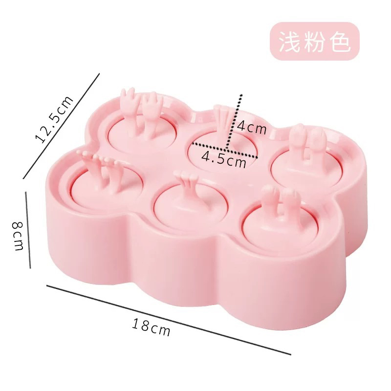 Khuôn làm kem 6 hình ngộ nghĩnh kèm que nhựa