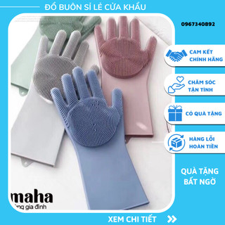 Găng tay rửa chén silicon, găng tay rửa bát kiêm miếng rửa có gai tạo bọt tiện lợi FAMAHA