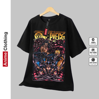Áo thun Anime Clothing One Piece Four Power Luffy Zoro Sanji Jinbei Luffy-39 phông đen cotton 3D trame