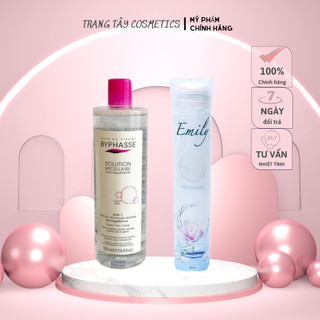 Combo Nước tẩy trang BYPHASSE 500ml + bông tẩy trang EMILY 120 m Chính hãng