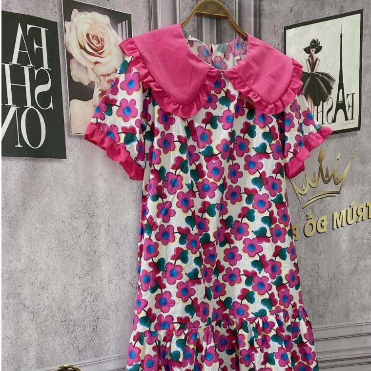 Váy Hoa Hồng Đậm Mặc Bầu Và Sau Sinh