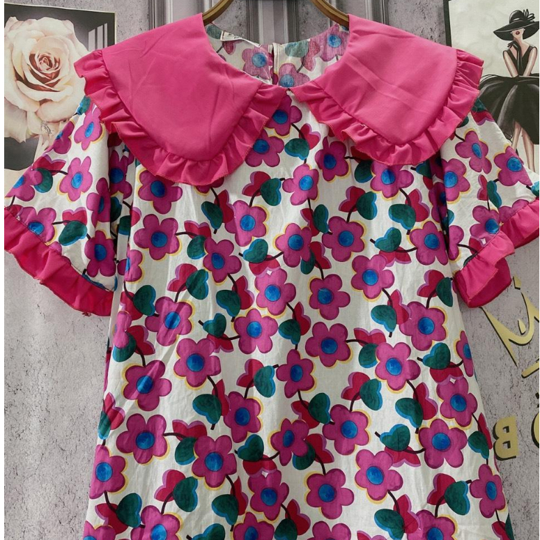 Váy Hoa Hồng Đậm Mặc Bầu Và Sau Sinh