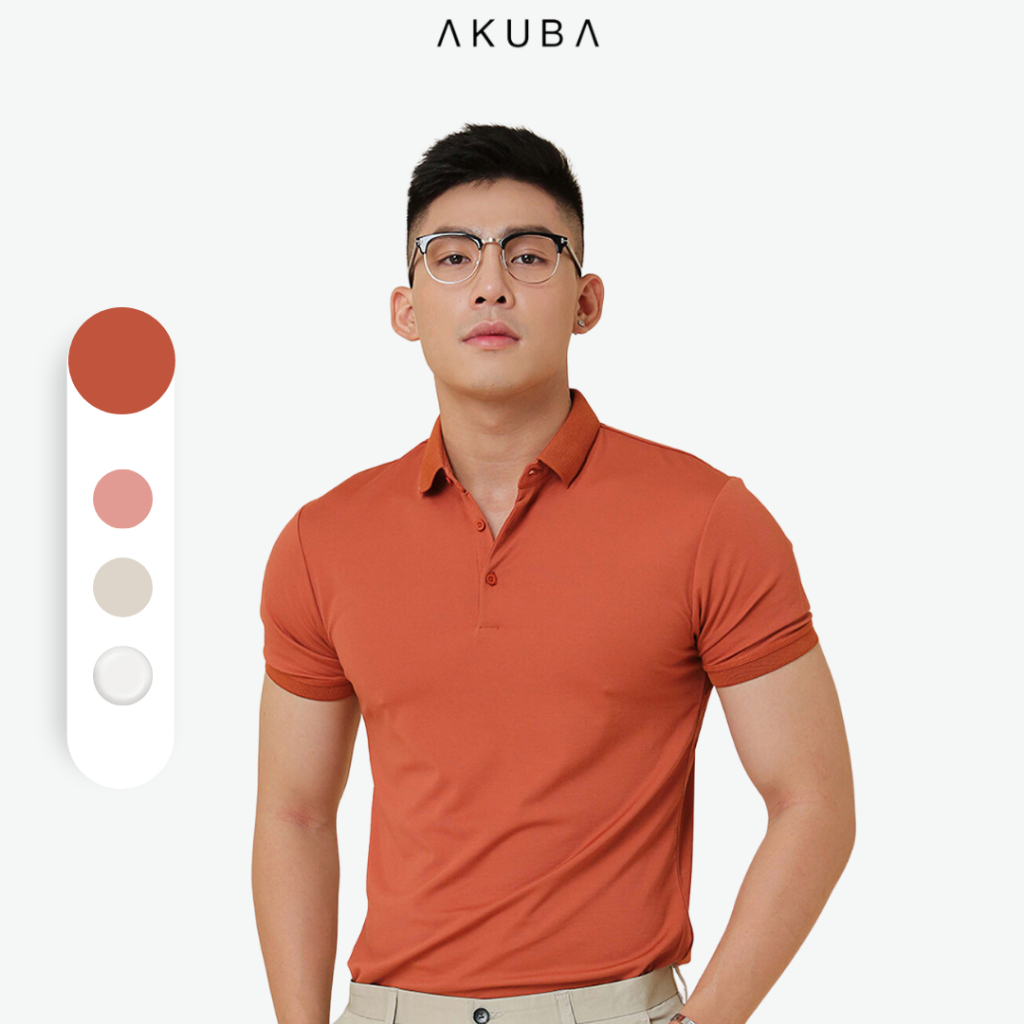 Áo polo nam thiết kế, vải cá sấu cotton AKUBA form slimfit, chất liệu thoáng mát, mềm mại, thấm hút mồ hôi tốt | 02D109