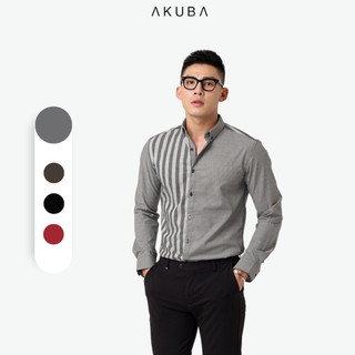 Áo Sơ Mi Nam Tay Dài Họa Tiết Sọc AKUBA | 02A921