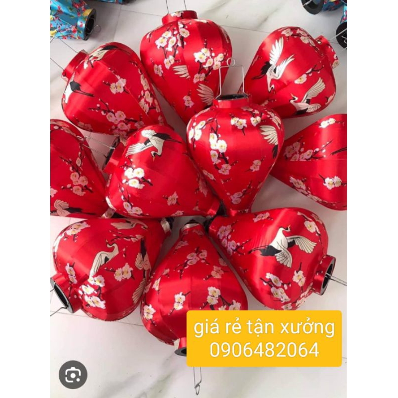 đèn lồng treo ngoài trời vải phi hoa văn siêu bền, chịu mưa, nắng