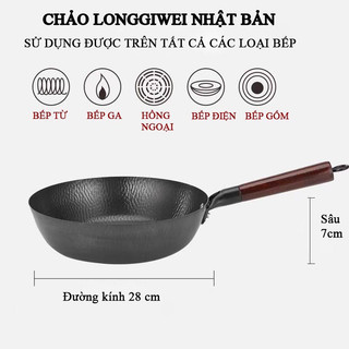 Chảo chống dính Nhật Bản Longgiwei dùng cho mọi loại bếp, chống dính 3 lớp cao cấp