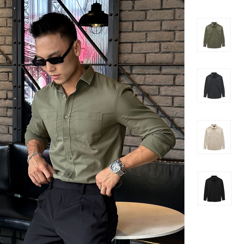 Áo Sơ Mi Nam Kaki Two Pocks, Chất Vải Kaki Thoải Mái, SM0063, SOMEHOW