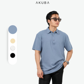  Áo sơ mi nam tay ngắn trơn AKUBA form regular, vải linen nhẹ, thấm hút cực tốt, thân thiện môi trường 02B0290