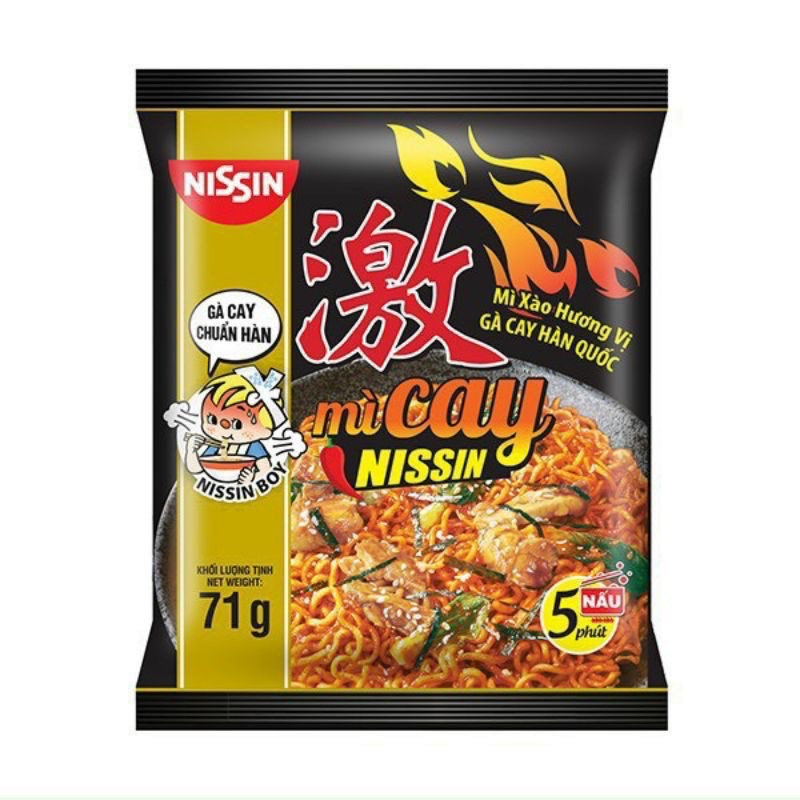 Mì cay Nissin vị phô mai cay Hàn Quốc -1 gói mì trộn cay vị phô mai ăn liền Nissin gói 60g