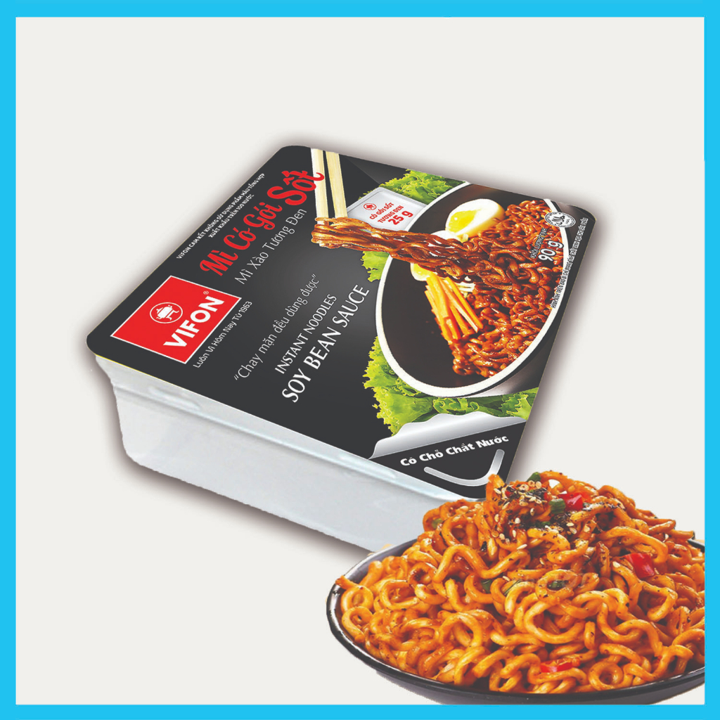 Mì trộn tương đen VIFON hộp 90g-1 hộp mì xào trộn sốt tương đen ăn liền