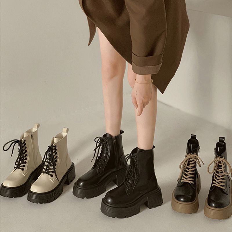 Boot Cổ Cao Dây Rút Khoá Cạnh Đế Cao Hàng Quảng Châu