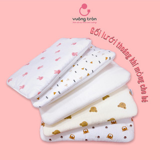 Gối sơ sinh cao cấp Vuông Tròn vải muslin, xô sợi tre bamboo siêu mỏng đẹp an toàn cho bé yêu (0-3m)