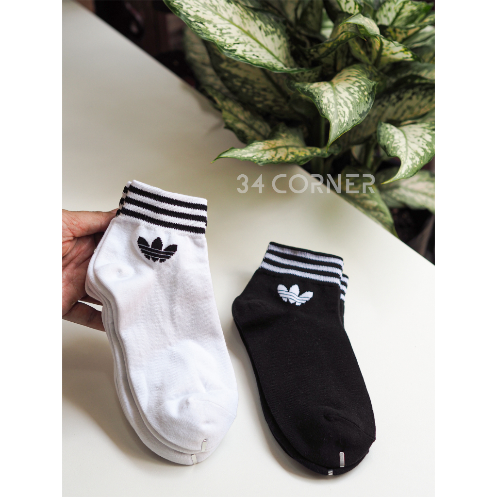 Tất vớ adidas 3 sọc cổ ngắn, vớ thể thao nam nữ cổ thấp Cotton thoáng mát co dãn tốt, Tất Nam cổ thấp mắt cá 34 Corner