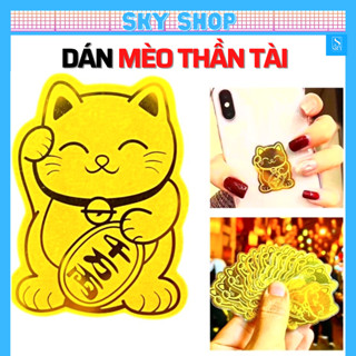 Miếng Dán Mèo Thần Tài gắn ốp lưng điện thoại Mạ Vàng Mang Tới Tài Lộc