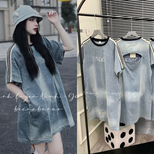 VÁY BÒ UNIQUE LƯNG CUTOUT DÁNG RỘNG, VÁY BÒ LOANG GIẶT HỞ LƯNG QUẢNG CHÂU