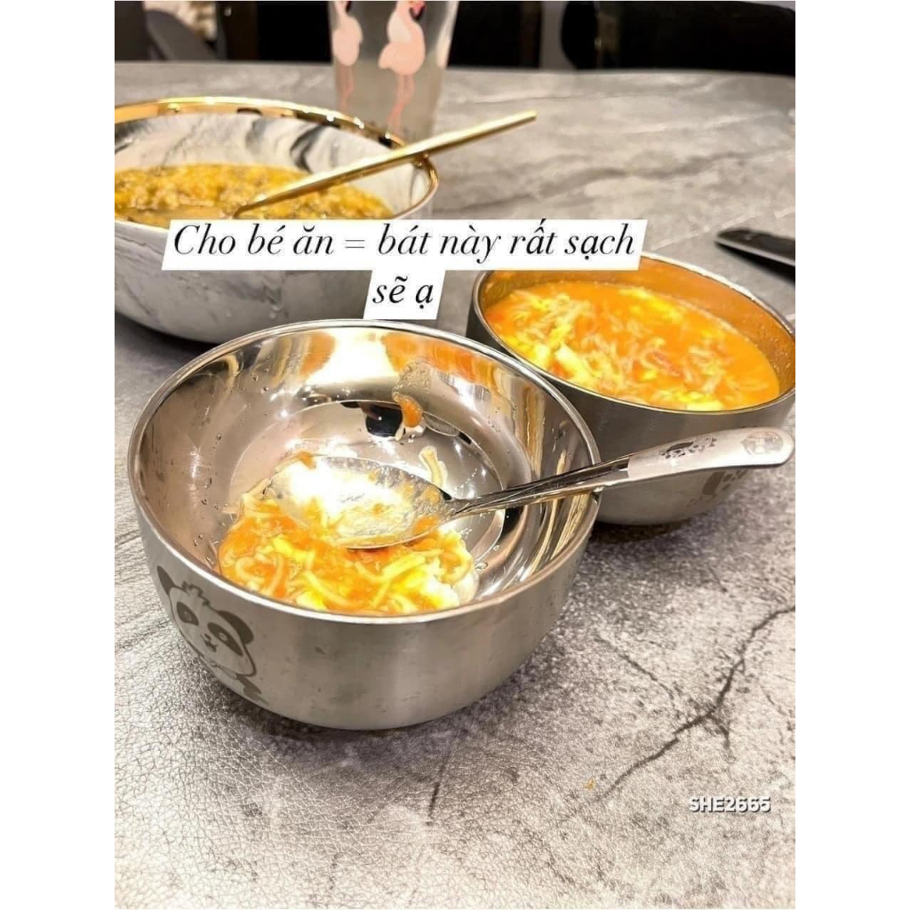 Bát kèm thìa ăn dặm cho bé mẫu hình con vật chuẩn inox 304 nhẹ tênh chống nóng Hcom31