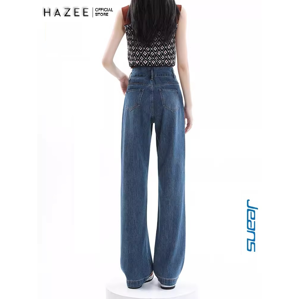 Quần jean nữ cạp cao ống xuông HAZEE chất liệu jeans co giãn dày đẹp HACK DÁNG 2 CÚC 2023