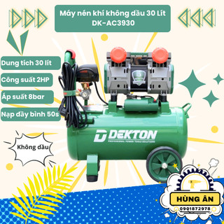 Máy nén khí không dầu giảm âm 30lít dekton dk-ac3930/công suất 2hp-1500w/2piston nạp nhanh/motor dây đồng