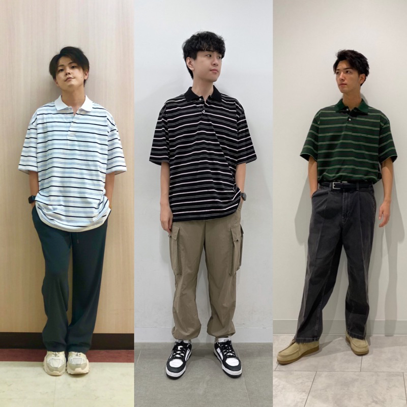 Áo phông polo nam kẻ ngang Dry-Ex của GU - Nhật