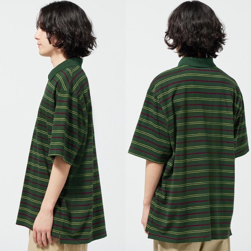 Áo phông polo nam kẻ ngang Dry-Ex của GU - Nhật