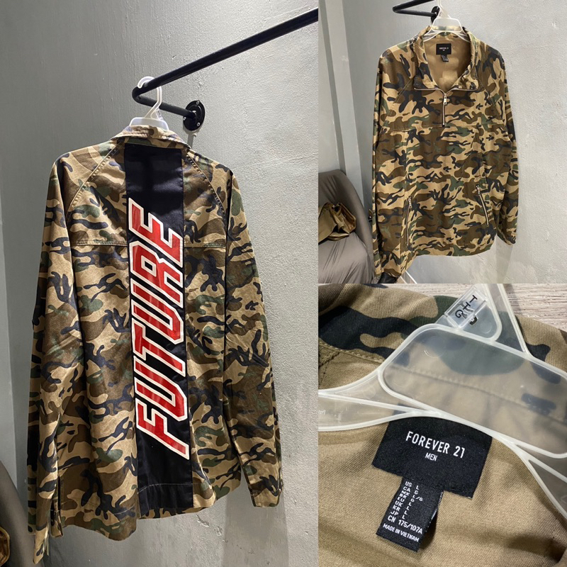 (Sẵn Auth) ÁO KHOÁC CAMO PULLOVER FOREVER 21