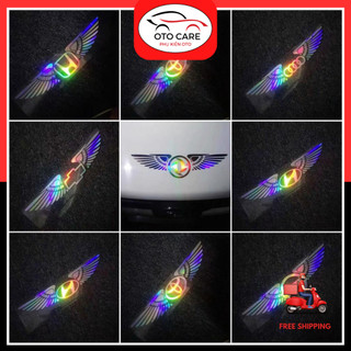 Combo tem dán mui xe - sườn xe - gương xe phản quang laser logo nhiều hãng