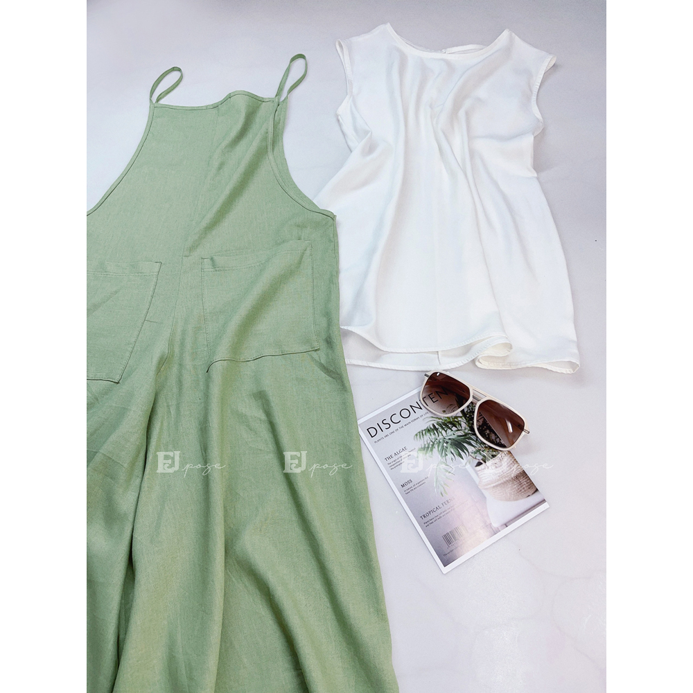 Set Áo Liền Quần Linen Thông Dụng Phong Cách Trẻ Trung