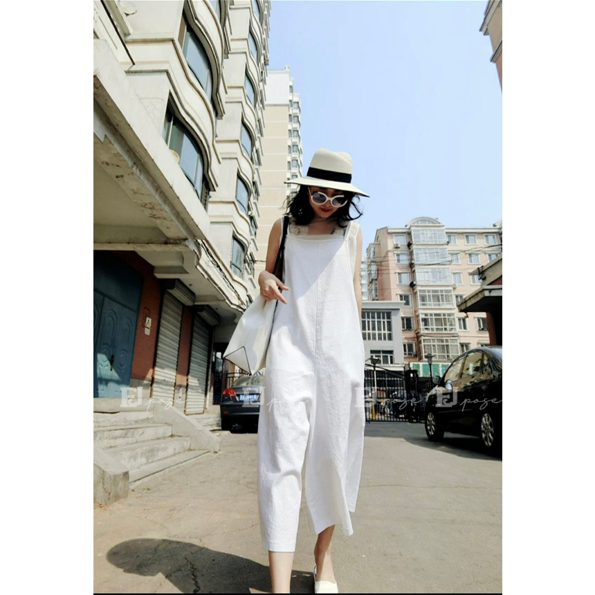 Set Áo Liền Quần Linen Thông Dụng Phong Cách Trẻ Trung