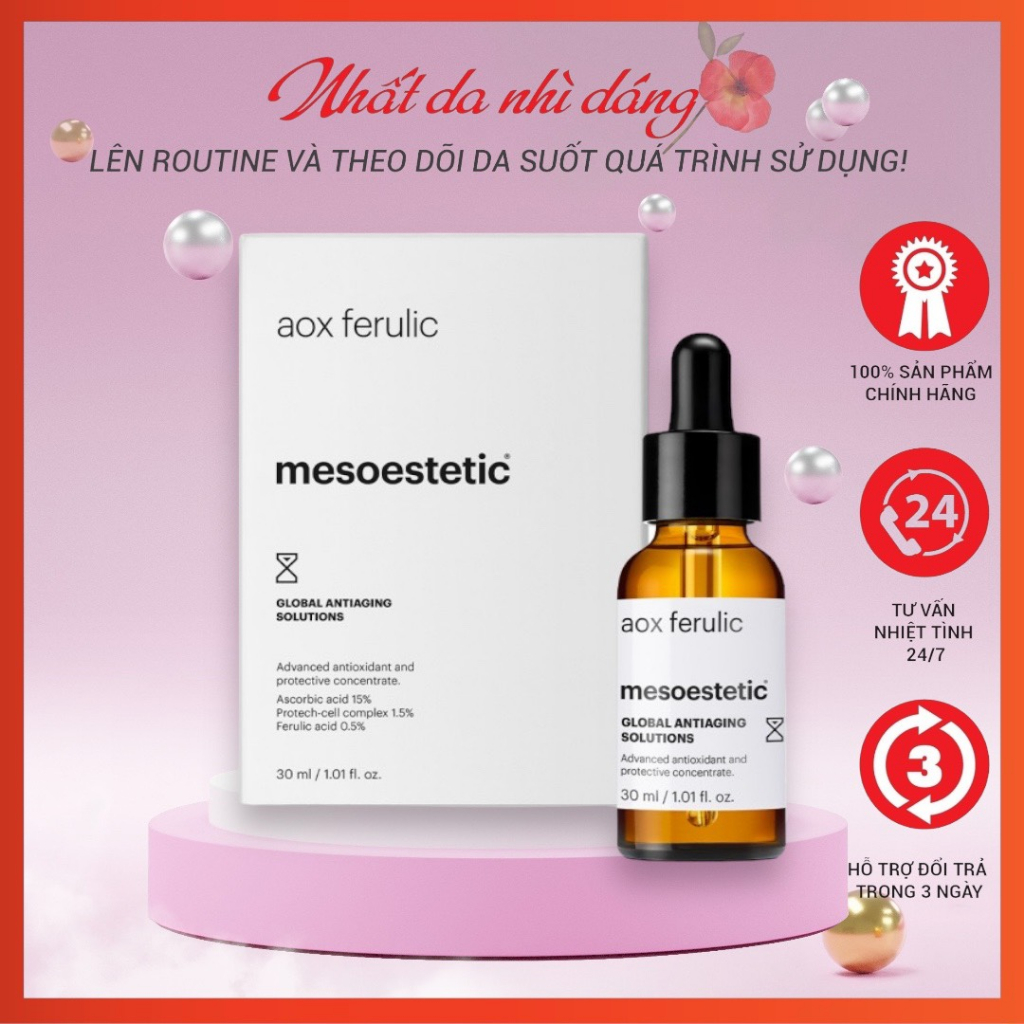 Mesoestetic Tinh chất Aox ferulic vitamin C , serum sáng da mờ thâm nám 30ml