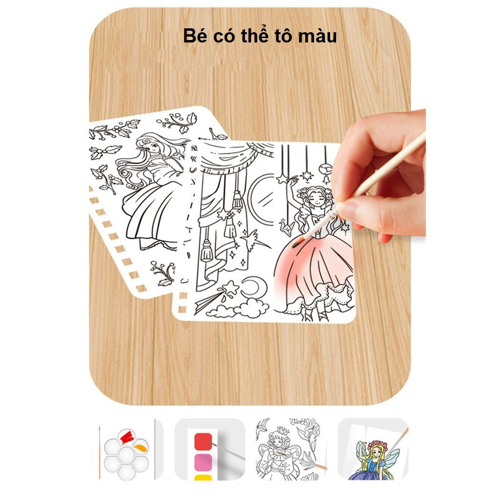 Bộ Đồ Chơi Giấy Dán Cắt Hình Công Chúa Cho Bé Gái