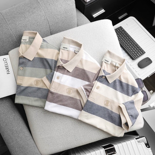 Áo polo sọc ngang logo burberry