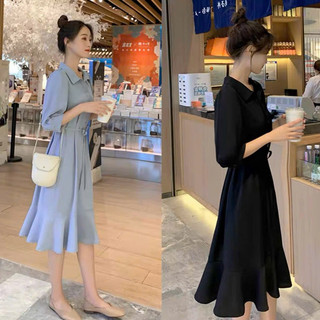 Đầm sơ mi đuôi cá 2 màu (kèm hình thật)