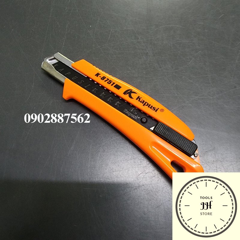 dao rọc giấy kapusi japan a100 18mm cán lớn K-8751 lưỡi thép đen