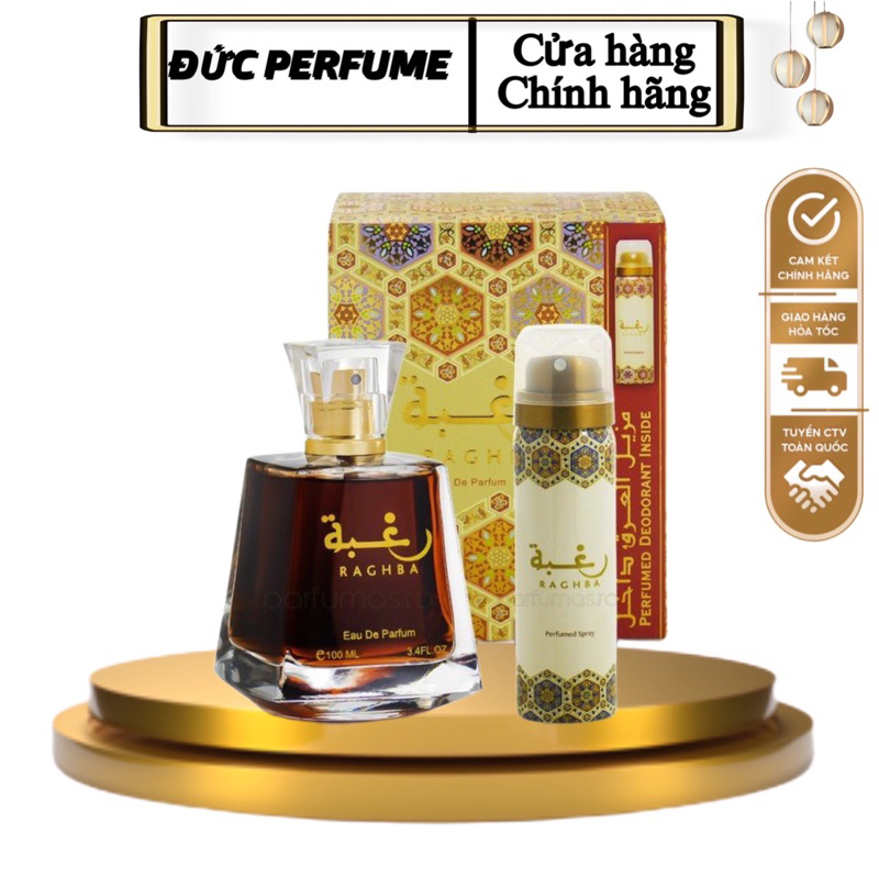 Nước hoa Raghba lattafa 100ml + xịt body 50ml ( fullseal )