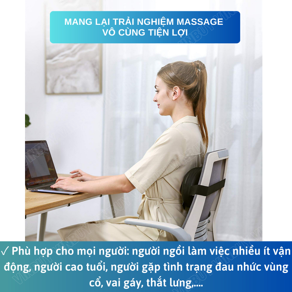 Gối Massage Cổ Vai Gáy Đa Năng - Máy Massage Toàn Thân Nhiệt Hồng Ngoại 2 Chiều - Mát Xa Chuyên Sâu - Chính hãng VinBuy