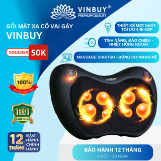 Gối Massage Cổ Vai Gáy Đa Năng VINBUY - Máy Massage Toàn Thân Nhiệt Hồng Ngoại 2 Chiều Chuyên Sâu