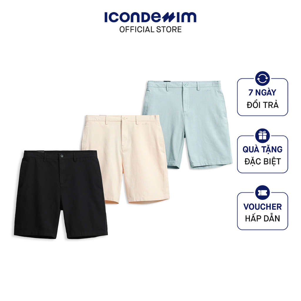 Quần Short Linen ICONDENIM Hybrid Waist Embroider QSID0140