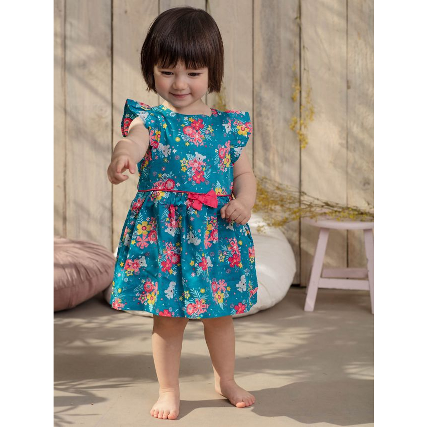 Váy bé gái kèm quần chip 3-24 tháng SERGENT MAJOR ngắn tay in hoa 2 lớp cotton mềm váy bé gái mùa hè đầm xuất dư bé gái