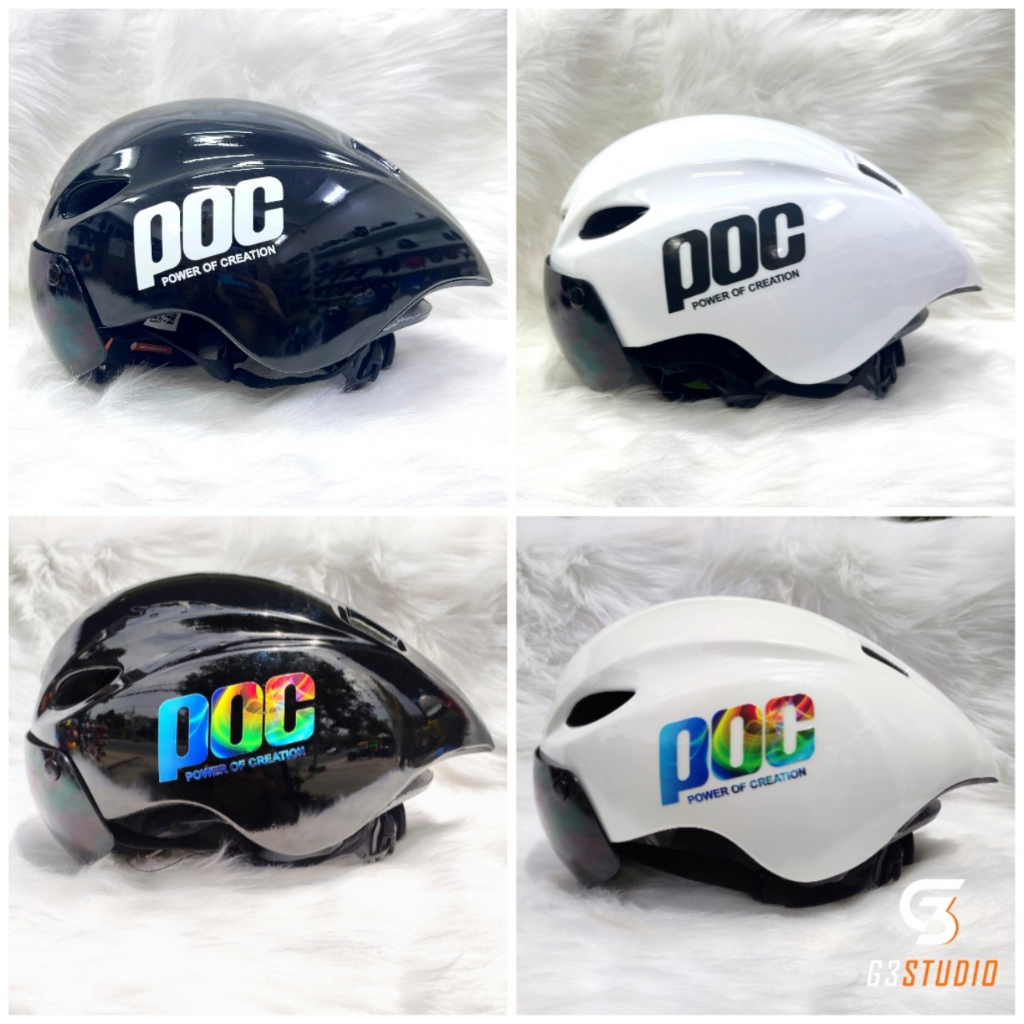 Mũ Bảo Hiểm Xe Đạp Loại Trơn Lên Tem POC BH 12 Tháng Full Phụ Kiện