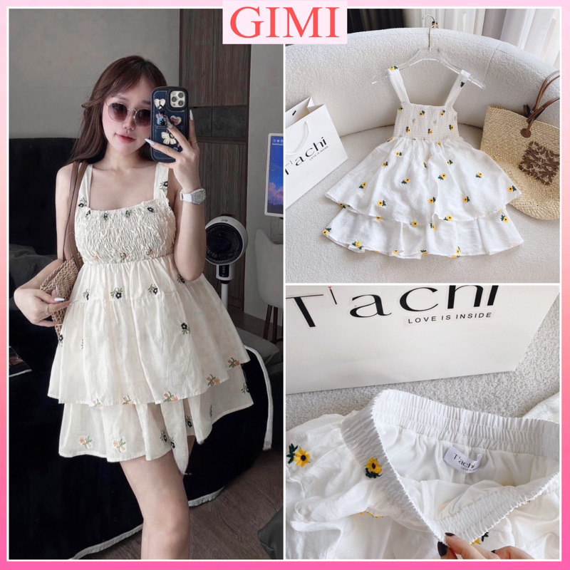 💕SET ÁO 2S BABYDOLL NHÚN CHỈ THÊU HOA CHẤT XÔ TRẮNG KT💕GIMI (Kèm ảnh thật)