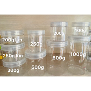 Hủ nhựa PET trong nắp màu. Hủ đựng có kèm nắp lót chống tràn