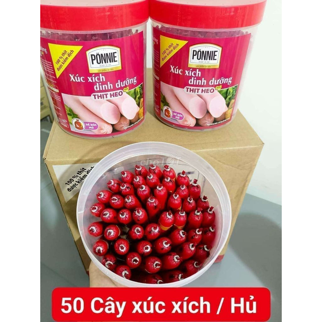 Xúc xích heo ponnie HŨ 50 CÂY x 19g