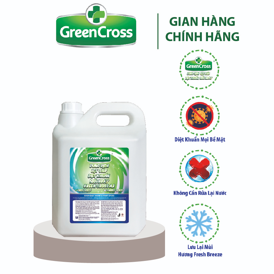Dung dịch xịt khuẩn bề mặt mỗi ngày Green Cross A2 5 Lít - Hương Fresh