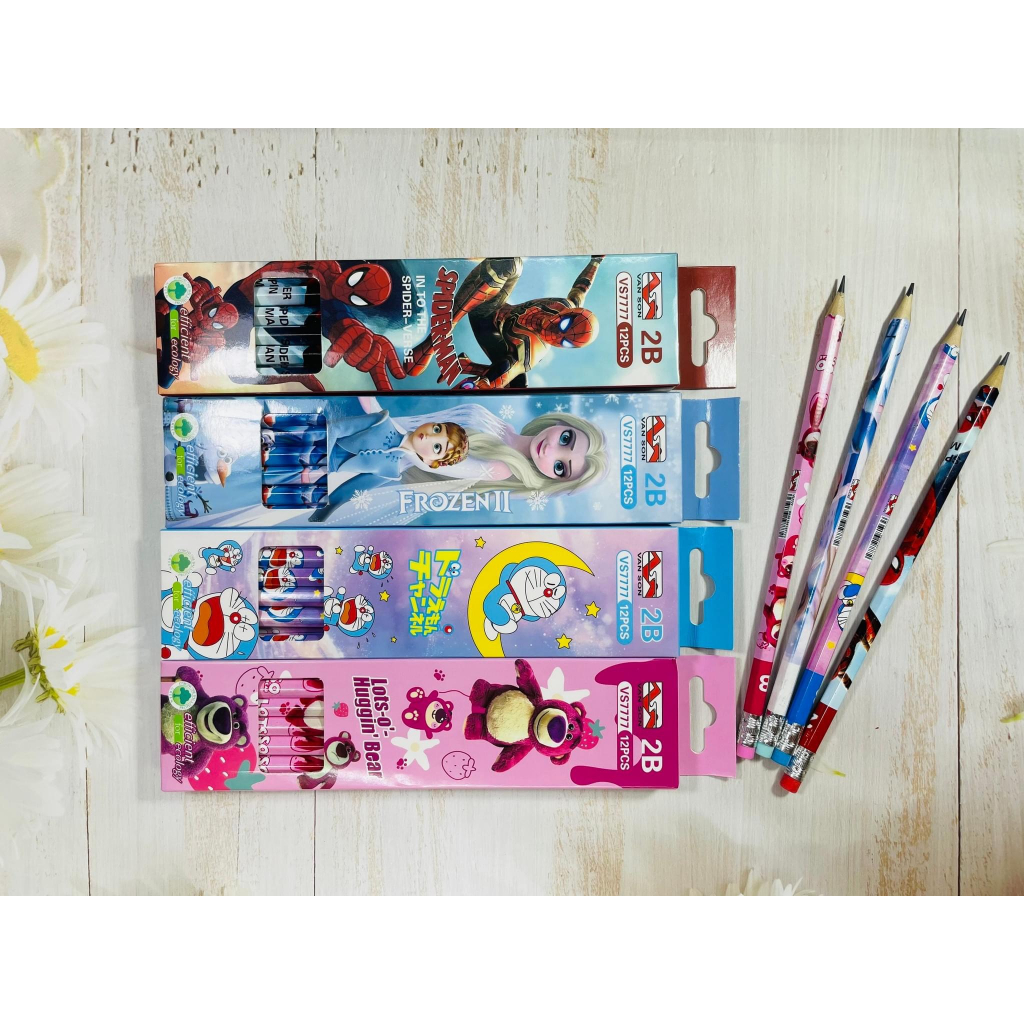 Hộp Bút Chì Gỗ Gấu Dâu, Hộp Bút Chì Gỗ Hoạt Hình Dễ Thương, Bút Chì Gỗ Deli, Bút Chì Gỗ Thiên Long, Bút Chì Sanrio