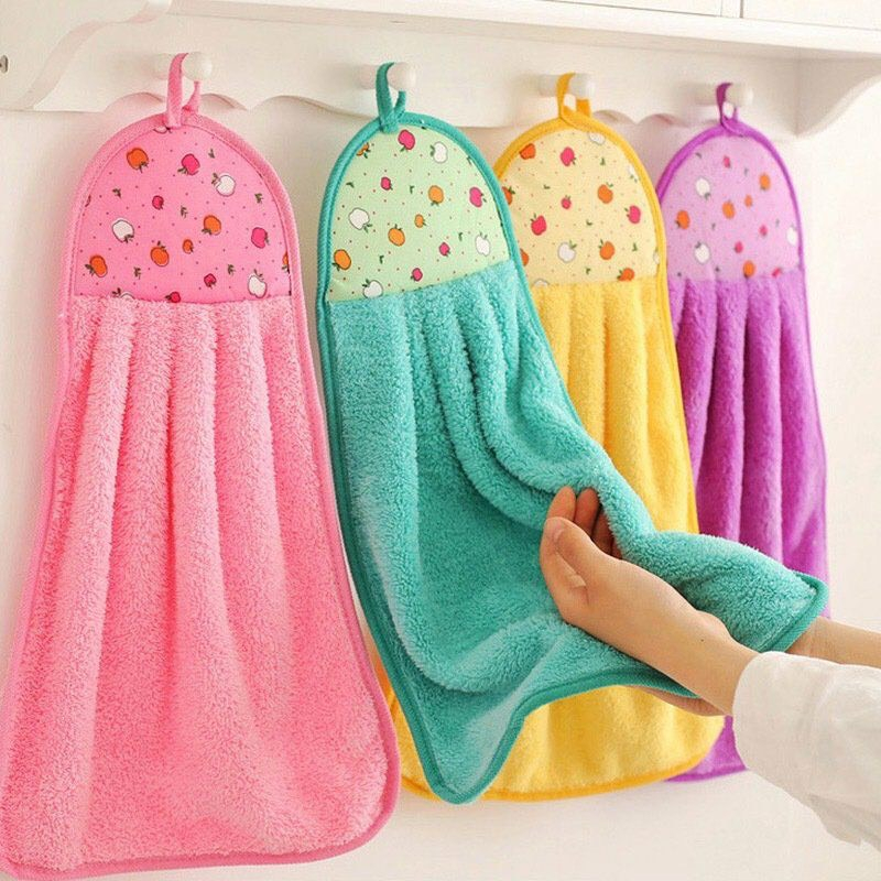 Khăn Lau Tay, Lau Bát Nhà Bếp Siêu Thấm Nước có móc treo