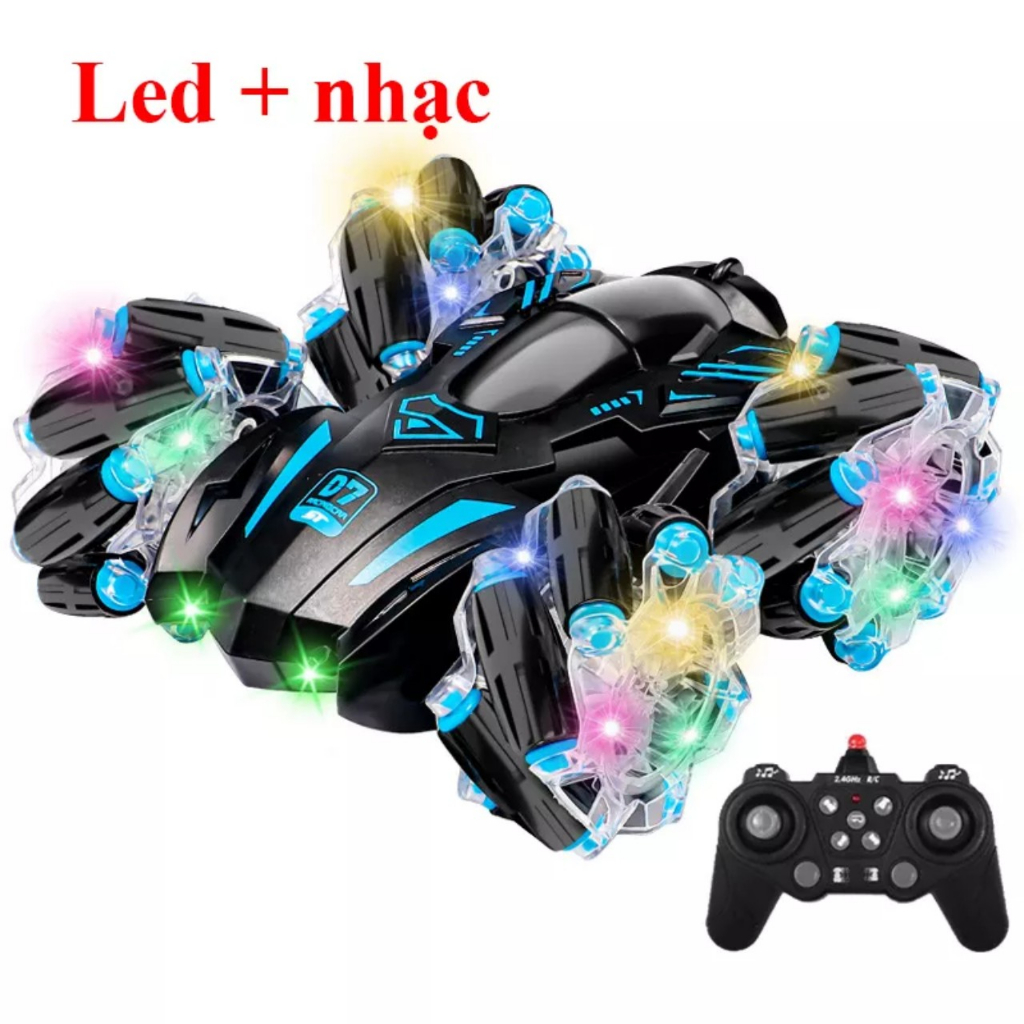 Xe Ô Tô Điều khiển Từ Xa  D7 ST Pin Sạc Có ĐÈN VÀ NHẠC 6 Hướng 360 Độ