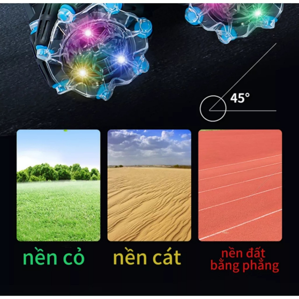 Xe Ô Tô Điều khiển Từ Xa  D7 ST Pin Sạc Có ĐÈN VÀ NHẠC 6 Hướng 360 Độ