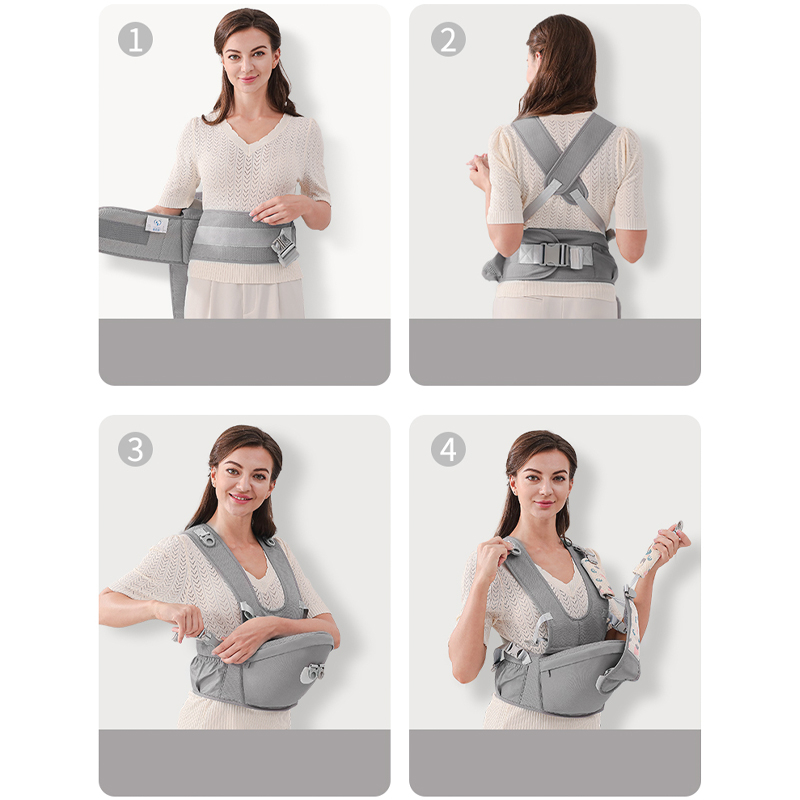 Địu em bé Mumkid cao cấp, Địu định hình chống gù cho bé thoáng khí 2 tư thế an toàn khi đi xe máy ô tô - MK046