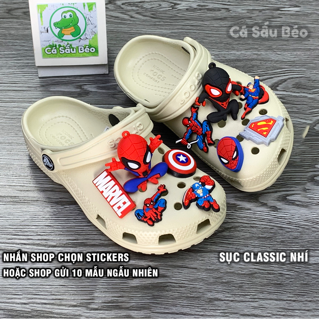 Dép sục Cross trẻ em Classic màu Kem - Be hàng loại 1 xịn nhiều màu tặng kèm 10 charms 2d