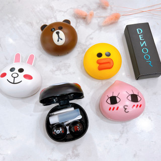 Bộ khay đựng lens line friends - bộ khay đựng kính áp tròng gấu brown, thỏ cony, vịt sally, kumamon, quả đào apeach